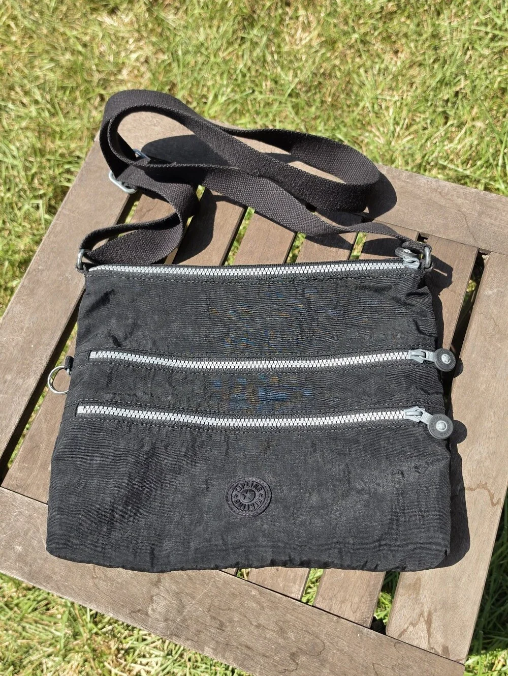 Kipling Alvar‎ Crossbody Bag Black Nylon Multi-Zip Shoulder Purse